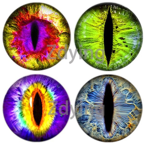 Zdying 5pcs/lot 12mm/16mm/18mm/20mm/25mm Animal Cat Dragon Eyes Handmade Photo Round Glass Cabochons Jewelry Accessories ► Photo 1/4