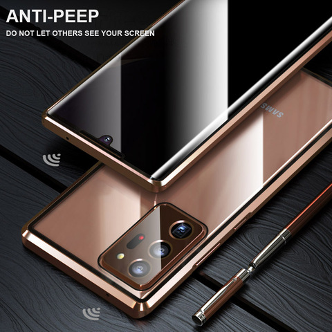 Anti Peeping Privacy Double Side Glass Cases For Samsung Galaxy Note 20 Ultra Cover Metal Magnetic Coque For Samsung Note 20 ► Photo 1/6