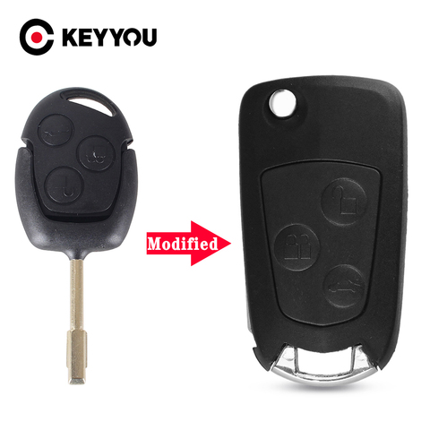 3 Button Modified Car Key Shell Case Fob For Ford Mondeo Focus 2 3 Festiva Fiesta Fusion C-Max S-Max Key Case FO21/HU101 Blade ► Photo 1/6