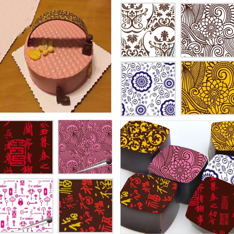 10pcs Chocolate Transfer Paper Pattern Baking Mold Printing Sugar ...