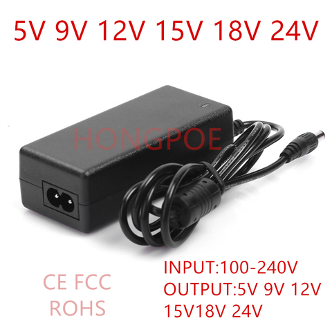 Power Adapter Supply AC 100-240V To DC 5V 9V 12V 15V 18V 24V Lighting Transformer 1A 1.5A 2A 3ALED Strip Power Adapter ► Photo 1/4