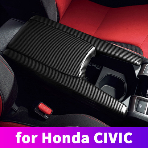 ABS carbon fiber armrest box protective cover protective cover decorative modification For Honda Civic 10th 2016 2017 2022 ► Photo 1/5