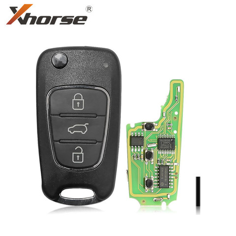 Xhorse XNHY02EN Wireless Universal Remote Key for HYUNDAI Flip 3 Buttons for VVDI Key Tool English Version 5pcs/lot ► Photo 1/5