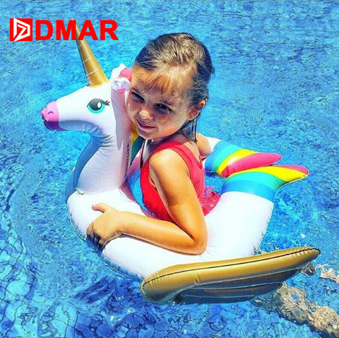 DMAR Inflatable Unicorn Baby Float Pool Toys for Kids Swimming Ring Pool Party Inflatable Mattress Beach Sea Unicorn Donut ► Photo 1/6