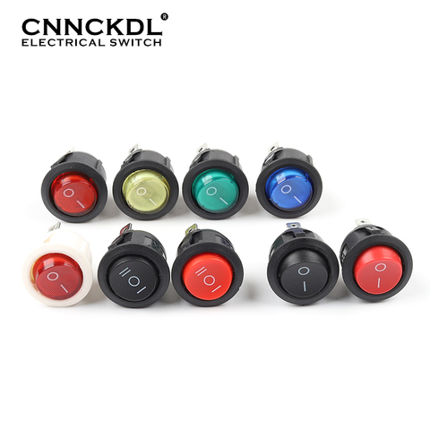 5PCS KCD1 23MM Round Rocker Switch 2/3Pin ON-OFF-ON 2/3 Position 6A/250VAC 10A/125VAC SPST LED Car Push Button Switch With Light ► Photo 1/6