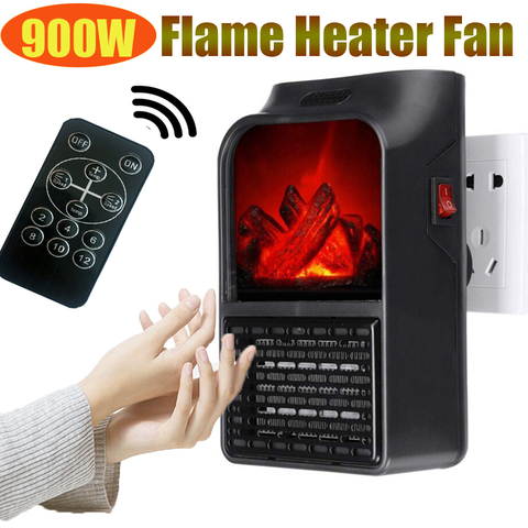 900W Mini Electric Wall-outlet Flame Heater EU Plug-in Air Warmer PTC Ceramic Heating Stove Radiator Household Wall Handy Fan ► Photo 1/6