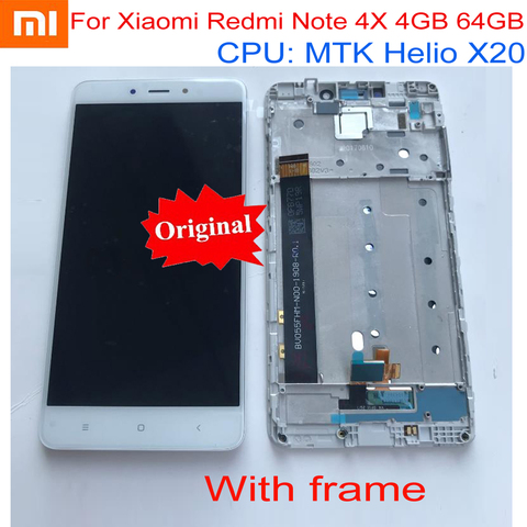 100% Original NEW Sensor For Xiaomi Redmi Note 4X Pro 4GB 64GB MTK Helio X20 LCD Display Touch Screen Digitizer with frame ► Photo 1/2