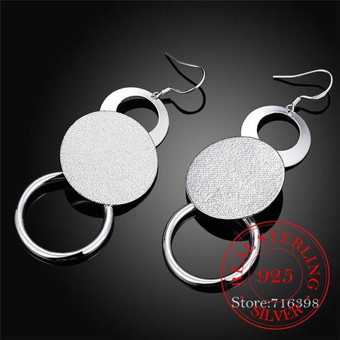 100% Real 925 Sterling Silver Jewelry Rould Circle Long Vintage Tassel Dangle Earrings For Women 2022 Wedding Party Jewelry Gift ► Photo 1/6