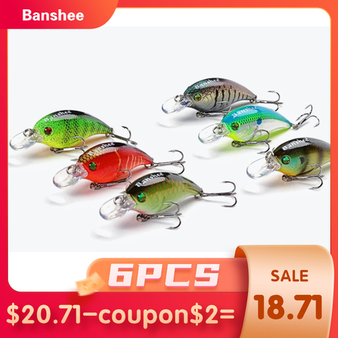 Banshee 6pcs/lot 60mm 10g VC01 Diving Floating Fishing Lure Rattle Sound  Wobbler shallow Crankbaits Hard Artificial Bait - Price history & Review, AliExpress Seller - Banshee Official Store