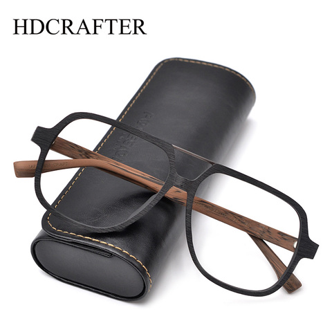 HDCRAFTER Wood Oversized Myopia Optical Glasses Frame Prescription Men Women Rx Progressive Degree Spectacles Frames Korea New ► Photo 1/6