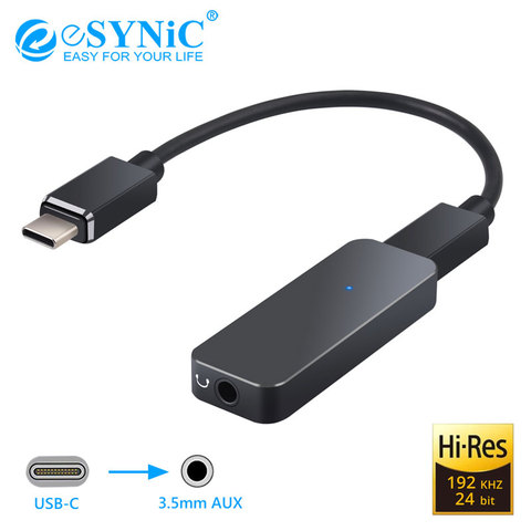 eSYNiC 192kHz USB C to 3.5mm DAC Converter Portable Headphone Amplifier Type C to 3.5mm Headphone Adapter Amp For Android iphone ► Photo 1/6