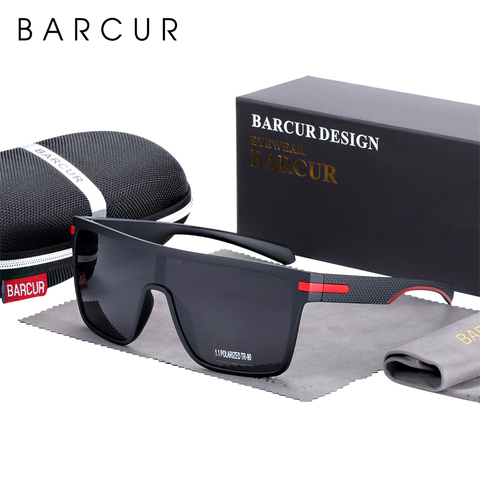 BARCUR Oversized Polarized Sunglasses Men Square Sun glasses Driving Googles gafas oculos de sol ► Photo 1/6