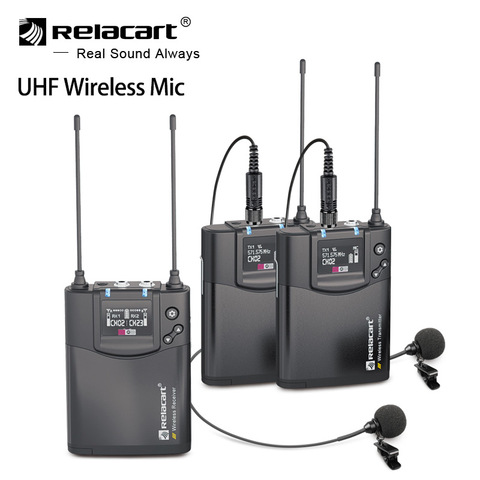 Relacart CR1 CR2 UHF Wireless Microphone System Transmitter Receiver Kit Video interview mic for DSLR Phones VS BOYA WM8 ► Photo 1/6
