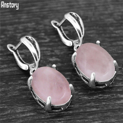 Vintage Natural Quartz Jades Amethysts Claw Pendant Earrings Antique Silver Plated Natural Stone Unakite Fashion Women Earring ► Photo 1/6