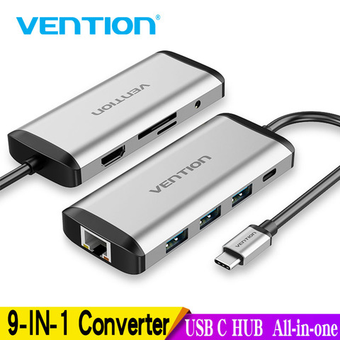 Vention USB C HUB Type-C to 4K HDMI RJ45 VGA USB 3.0 HUB Dock for MacBook Pro Huawei Mate 30 USB-C 3.1 Splitter Port USB-C HUB ► Photo 1/6