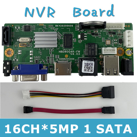 16CH*5MP H.265 NVR Network Vidoe Recorder DVR Board Motion Detection Max 8TB IP Camera with SATA Line ONVIF CMS XMEYE CCTV ► Photo 1/6