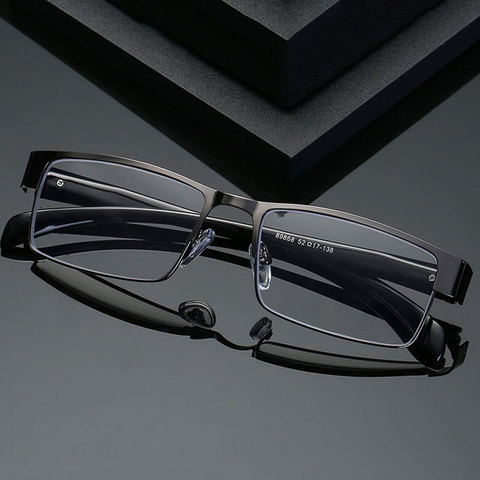 Fashion Metal Anti-Blue Ray  Reading Glasses For Men Business Style Full Rim Spectacles with Spring Hinges ► Photo 1/6