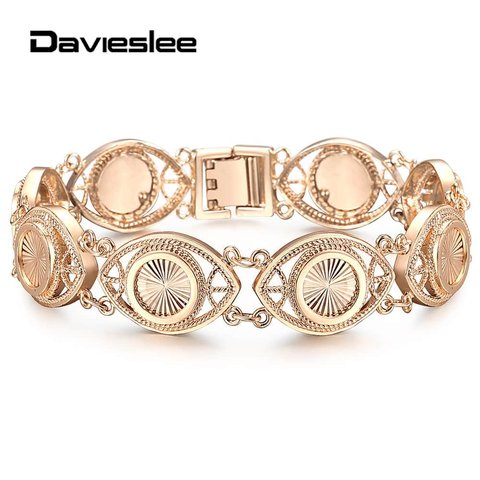 Womens Bracelets Wristband 585 Rose Gold Jewelry Gifts Cut Out Carved Flowers Vine Oval Bracelets Bangle for Women LCBM01 ► Photo 1/6