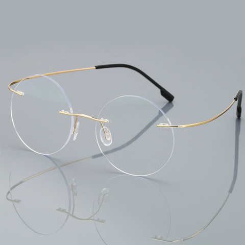 Anti-Blue Rimless Reading Glasses Men Women Round Frameless Magnifying Eyeglasses Prescription Myopia Presbyopia Glass+1.50+2.00 ► Photo 1/5
