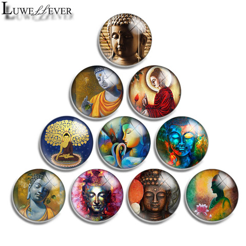 12mm 14mm 16mm 20mm 25mm 30mm 596 Buddhist Buddha Mix Round Glass Cabochon Jewelry Finding 18mm Snap Button Charm Bracelet ► Photo 1/6