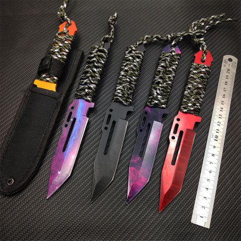 Real CS GO Paracord  knife  Counter Strike Tactical Straight diving cutter Hunting Knives Camping sheath survival colored knife ► Photo 1/6