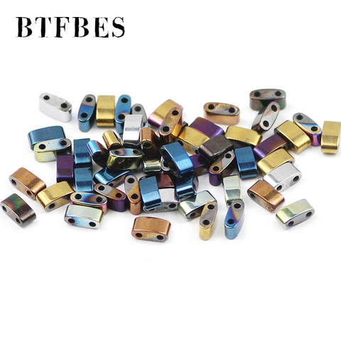 BTFBES rectangle Blue,Green,Purple,Gold 2 hole Natural Hematite Stone Spacer Loose Beads For Jewelry bracelet Making Diy 5x2.5mm ► Photo 1/6