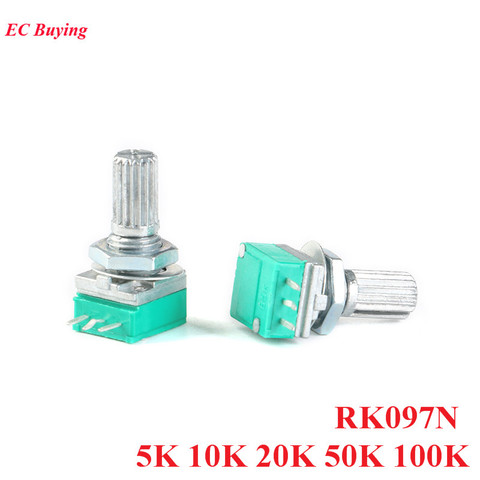 5pcs RK097N 5K 10K 20K 50K 100K Potentiometer with Switch Audio 3pin Handle Length 15mm Amplifier Sealing ► Photo 1/6