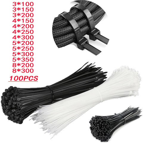 100PCS nylon cable tie, self-locking black plastic winding cable tie, fixed cable tie, various specifications 3X200 5X300 ► Photo 1/6