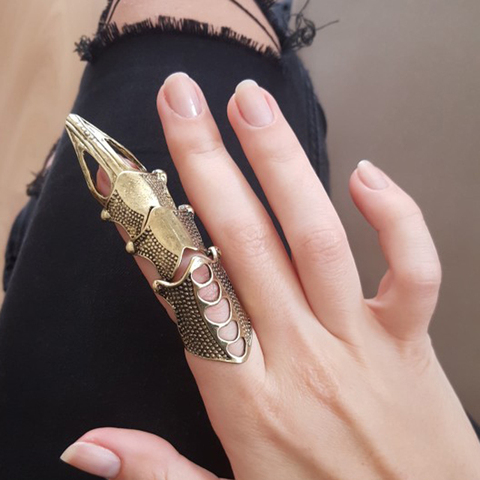 docona Punk knight Skull Armour Knuckle Midi Finger Rings for Women Gothic Gold Alloy Adjustable Ring Party Jewelry ► Photo 1/6