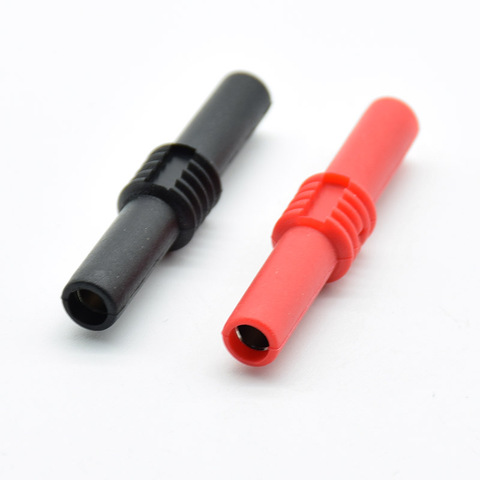 2Pcs Extension Insulated Banana Plug Connector Coupler PVC Black+Red 4mm Banana Jack Socket  Female to Female Adapter red black ► Photo 1/4