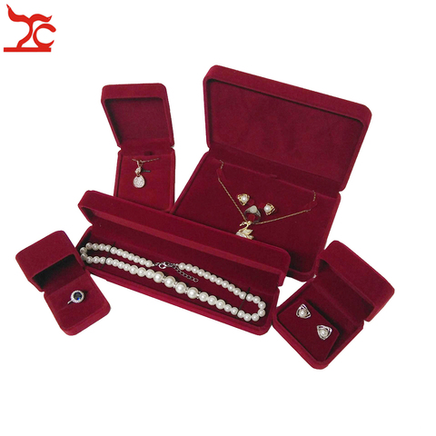 Amazing Jujube Red Wedding Ring  Jewelry Box Velvet Earring Case Pendant Bracelet Storage Organizer Pearl Necklace Gift Holder ► Photo 1/6