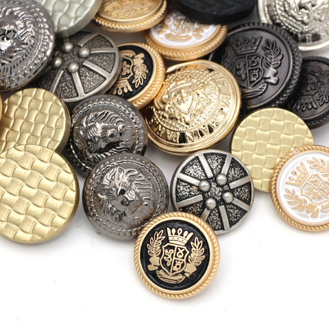 5Pcs Mix Round Metal Button Golden Shank Button For Clothing Retro Decorative Buttons Garment Coat Sewing Accessories 15/20/25MM ► Photo 1/6