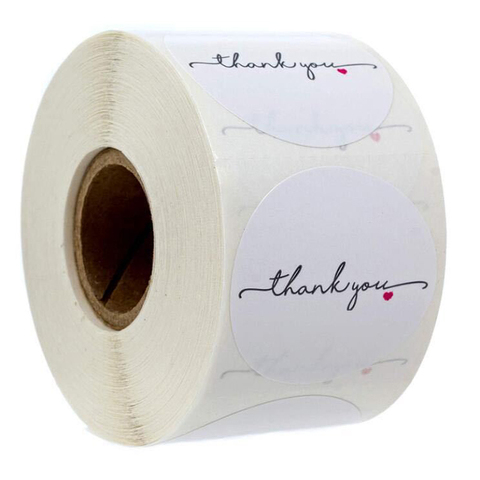 50pcs/wad Round White paper label sticker thank you sticker scrapbook 1 inch wedding envelope seal handmade stationery sticker ► Photo 1/5