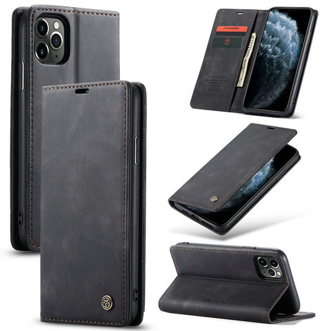 CaseMe Retro Wallet Case For iPhone 11 Luxury Business Flip Card Leather Magnetic Cover For iPhone 6s 7 8 X Plus Flip Phone Case ► Photo 1/6