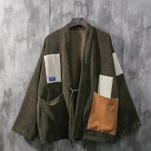 Kimono Cardigan Men Coat Japanese Kimonos Men Jacket Streetwear Clothes Mens Kimono Jacket Men Hip Hop Haori Obi Yukata KK3195 ► Photo 1/6