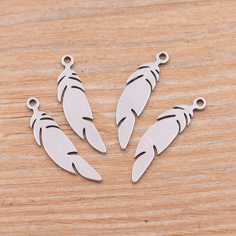 PULCHRITUDE 20PCS 7*25MM 316 Stainless Steel Feather Metal Stamping Blanks Diy Animal Charm Pendant Necklace Accessories ► Photo 1/4