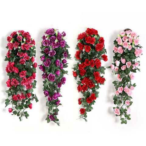 Artificial Flower Rattan Fake Flower Vine Decoration Wall Hanging Roses home decor accessories Wedding Decorative Flowers Wreath ► Photo 1/6