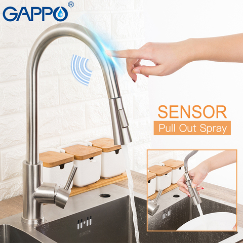 GAPPO Stainless Steel Touch Control Kitchen Faucets Smart Sensor Kitchen Mixer Touch Faucet for Kitchen Pull Out Sink Taps ► Photo 1/6