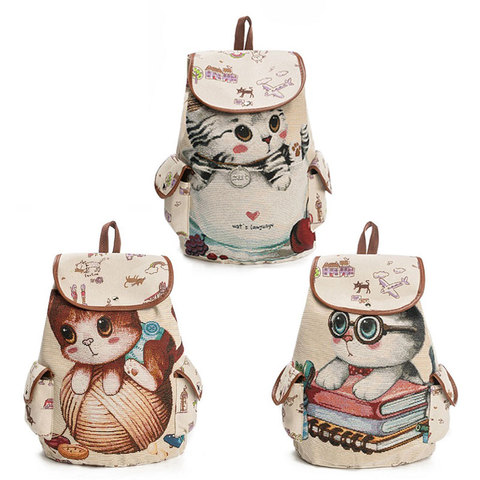 Cute Casual  Drawstring Backpack Teenager Backpacks Cat  School  Bag Dropshipping  Travel School Backpack For Teenage Girls ► Photo 1/6