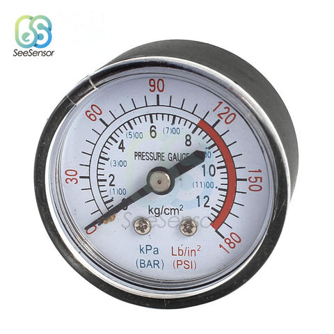 Air Compressor Pneumatic Hydraulic Fluid Pressure Gauge 0-12Bar / 0-180PSI 1/4 BSP Thread ► Photo 1/5