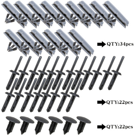 78pcs Plastic Expansion Rivets Car Fender Flare Retainer Clips Auto Bumper Shield Mounting Kit for Jeep Wrangler JK 2007-2022 ► Photo 1/6