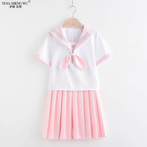 Sakura Light Pink Japanese School Uniform Skirt JK Uniform Class Uniforms Sailor Suit College Wind Suit Female Students Uniforms ► Photo 1/1