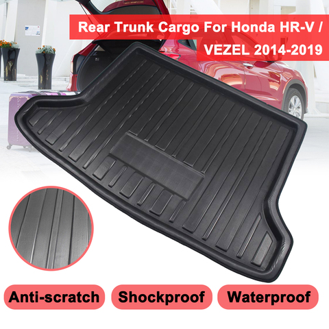 For Honda HR-V Vezel HRV 2014 -2022 Cargo Liner Boot Tray Rear Trunk Cover Matt Mat Floor Carpet Kick Pad Mud Non-slip Anti Dust ► Photo 1/6