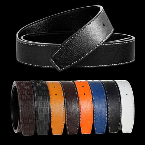 New Luxury Brand Belts for Men High Quality Pin Buckle Male Strap Genuine Leather Waistband Ceinture Men's No Buckle 3.3cm Belt ► Photo 1/6