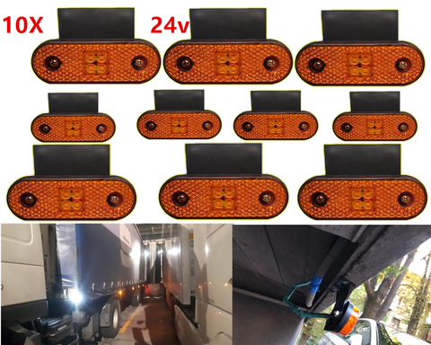 10x 4LED Red Side marker light 24V LED Rear clearance Lamp Tail Lights for Truck, RV Trailer Lorry Pickup Boats with bracket ► Photo 1/6