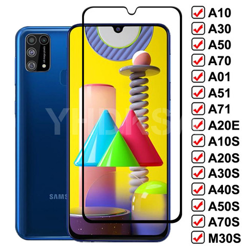 9D Protective Glass On For Samsung Galaxy A10 A30 A50 A70 A10S A30S A50S A70S A20E Tempered Glass Samsung A20S A40S M10S M30S ► Photo 1/6