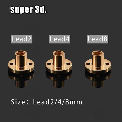 3D printer accessoris Copper Trapezoidal Lead Screw Nut T8 pitch 2mm for Lead 2/4/8mm screw  stepper motor rail screw  CNC ► Photo 1/6