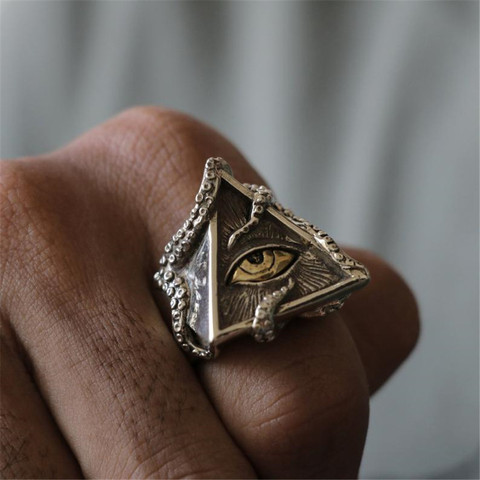 FDLK     Vintage Octopus Triangle Eye Ring Classic Men Fashion Punk Party Ring  Accessories Jewelry For Male Party Best Gift ► Photo 1/6