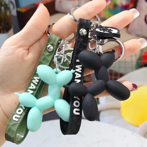 New Fashion Stereo Cute Balloon Dog Keychain Key ring Creative Cartoon Mobile Phone Bag Car Pendant Fun Keychain ► Photo 1/5