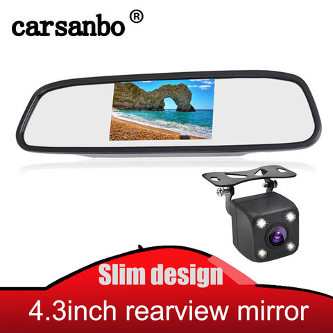 Universal 4.3 inch Car Rear view Mirror Monitor TFT LED Mirror Screen Display For Rear view camera Parking Reverse System ► Photo 1/1